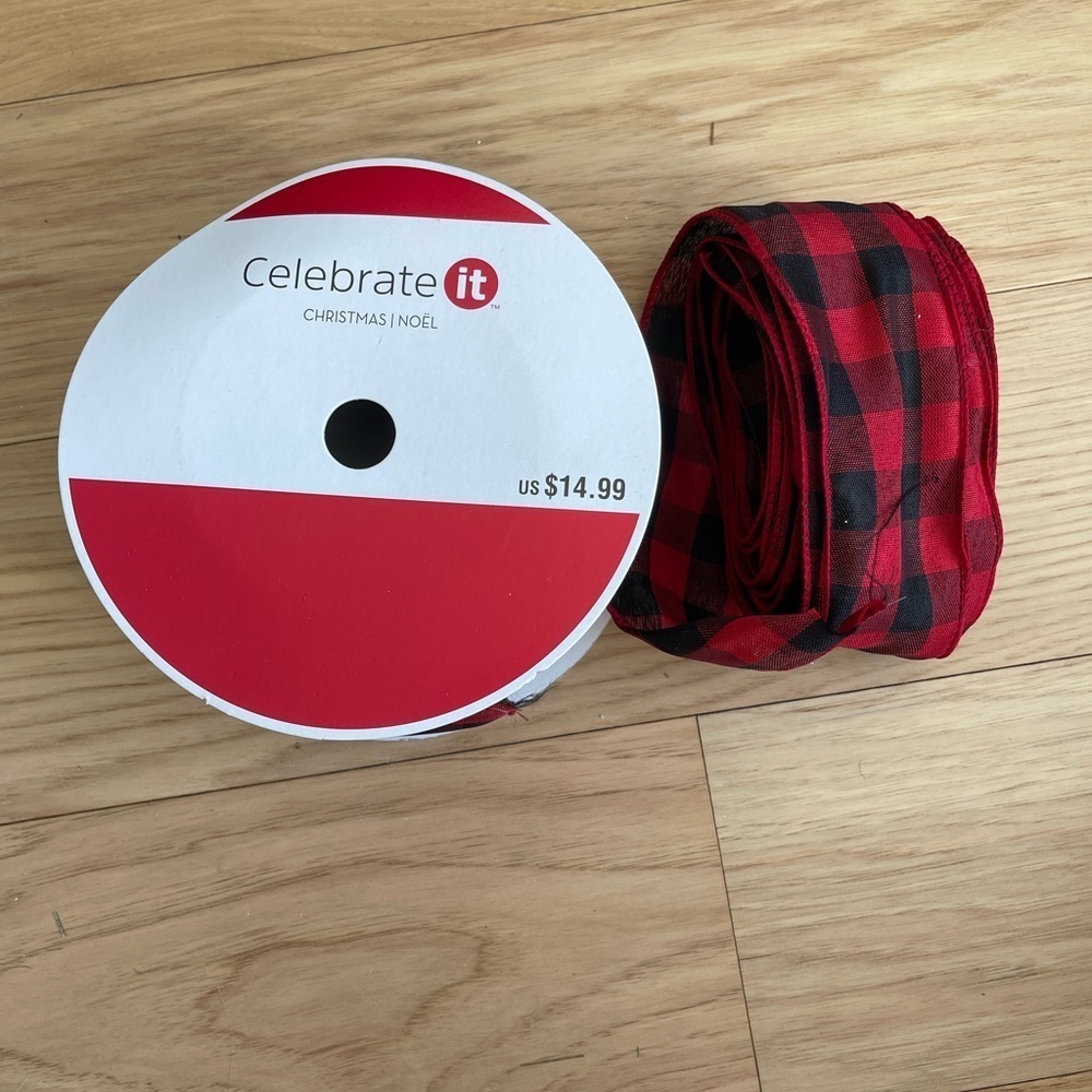 1.5" × 30ft. Wired Buffalo Check Ribbon by Celebrate It Christmas - Picture 6 of 7